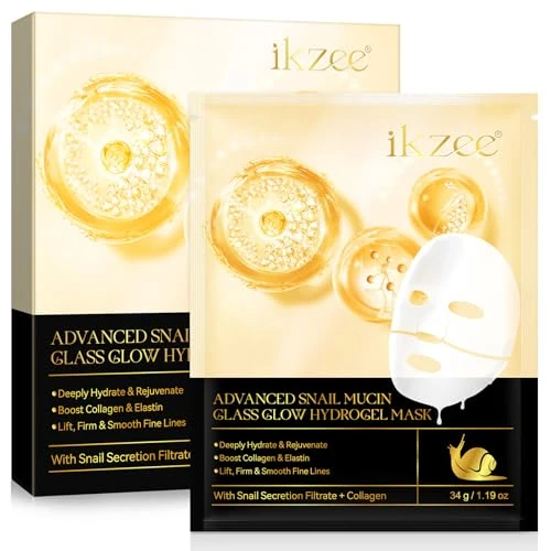 Offre limitée : Advanced Snail Mucin Glass Glow Hydrogel Face Masks, 4 pièces Masque Facial à l'Essence de Collagène, Anti-Rides, Anti-Âge, Hydratation Intense, Nourrissant, pour Tous Types de Peau de 9.99 EUR à 5.41 EUR (remise 46%)