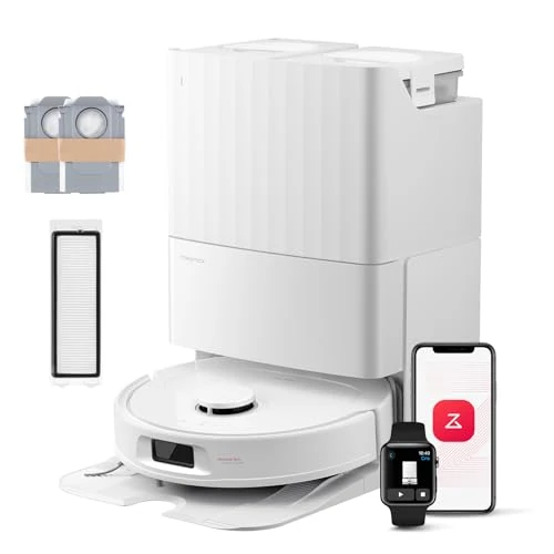 roborock Qrevo S Robot Vacuum Cleaner with Mop, 7000Pa Suction, LiDAR & Reactive Tech Avoidance, Multi-functional Station, Auto Mop Washing&Drying, Self-Emptying&Refilling (EU QV 35S White Set)