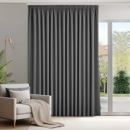 Zeitlich begrenztes Angebot: Deconovo Gardinen mit Kräuselband Blickdicht Vorhänge Gardinen Wohnzimmer Vorhang Verdunkelung Kälteschutz Raumteiler Vorhang Thermogardine, 175x300 cm(HöhexBreite), Dunkelgrau, 1 Stück von 36.95 € auf 22.31 € (40% Rabatt)