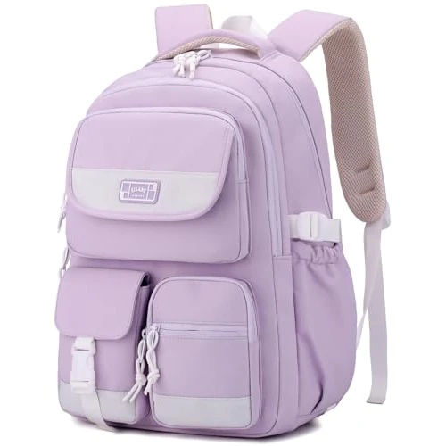 Amythe Zaino per Ragazza e Ragazzi, Zaino Scuola Media per Ragazze con Scomparti Multipli, Zainetto Casual da Viaggio Leggero e Moda per Bambini Adolescenti di 9-18 anni, Viola