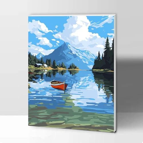 Offerta a tempo: Gifmore Kit per dipingere con i numeri per adulti con cornice, Paint by Numbers Kit con pigmenti acrilici e pennelli, Regali e decorazioni murali, 30 x 40 cm, paesaggio marino - 21% da 18.99 € a 14.99 €