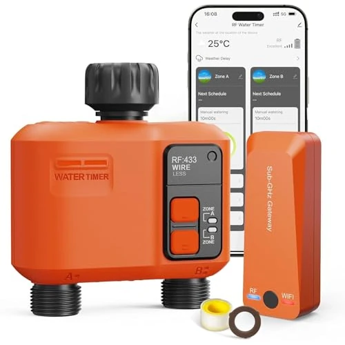 Offerta a tempo: Centralina Irrigazione WiFi 2 uscite con Tecnologia RF 300M, Timer Irrigazione Smart Compatibile con APP e Vocale Alexa, Computer Irrigazione, Temporizzatore Irrigazione Ritardo Della Pioggia - 0.00% da 59.59 € a 59.59 €