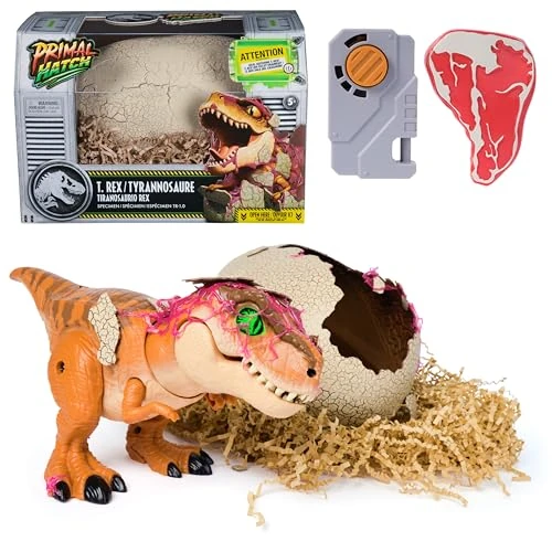 Offerta a tempo: Primal Hatch Jurassic World, Dinosauro Interattivo con Uovo, Fai Schiudere e Addestra il Tuo Cucciolo di Dinosauro con Oltre 100 Suoni e Reazioni, Giocattolo per Bambini e Bambine, 5+ Anni - 37% da 74.99 € a 47.00 €