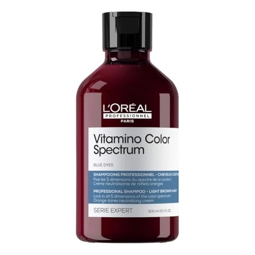 Limited-time offer: L'Oréal Professionnel Vitamino Color Spectrum Blue Tinted Shampoo 300ml, For Light Brown Coloured Hair, With Ferulic Acid + Citric Acid, Neutralise Undesired Orange Undertones from 27.00 £ to 20.15 £ (save 25%)