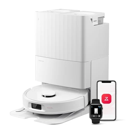 roborock QV 35S Robotstofzuiger en Dweilrobot, Alles-in-één Stofzuiger, Krachtige Zuigkracht van 10.000 Pa, Zelfledigend en Zelfvullend, Zelfreinigende Dweil en Luchtdroging, Anti-klitborstels, Wit