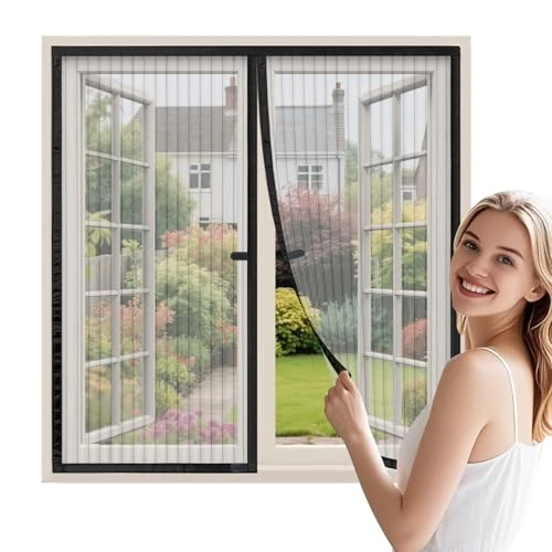 Limited-time offer: Magnetic Window Mosquito Net 120 x 140 cm, Mosquito Net for Windows with Central Opening that Closes Automatically, Black from 21.52 GBP to 21.52 GBP (save 0%)