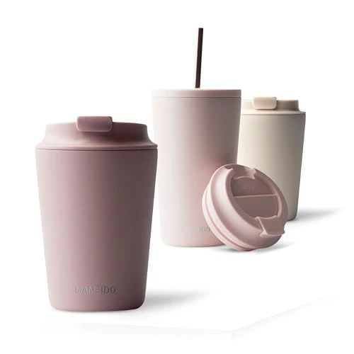MAMEIDO Insulated Coffee Cup, Travel Mug 350 ml, Leakproof Coffee Flask BPA-Free, Tumbler for Hot & Cold Drinks (Powder Blush)