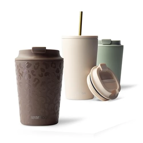 MAMEIDO Termo Cafe 350 ml, Vaso Termico Antigoteo, Taza Termica acero inox sin BPA, Vaso Termo Cafe para llevar (Wild Allure)