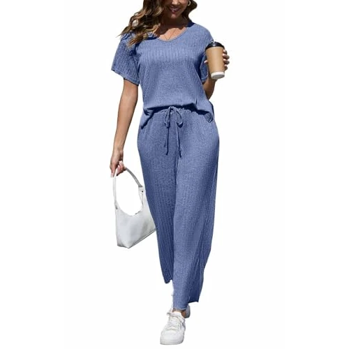 Offerta a tempo: CheChury Tuta Sportiva Estiva 2 Pezzi Elegante per Ginnastica, Jogging, Training, Fitness, Casa, Pigiama - 56% da 28.99 € a 12.89 €