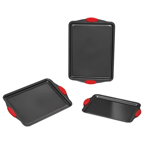 Zeitlich begrenztes Angebot: VEVOR Backformen-Set 3-teilig antihaftbeschichtete Kochgeschirrplatten und -bleche aus Karbonstahl, Backgeschirr-Kochsets für den Küchenofen mit Silikongriffen, für Keksen Kuchen Muffins Brot von 19.99 € auf 19.99 € (0.00% Rab