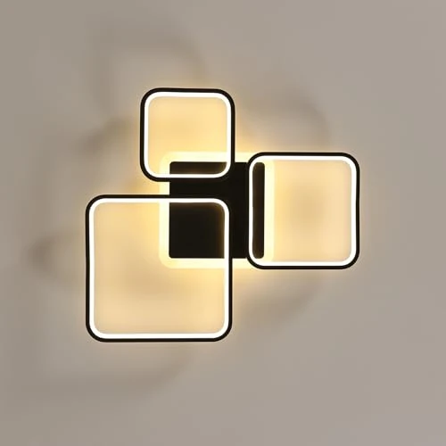 Limitiertes Angebot: Comely LED Deckenleuchte Dimmbar Quadrat, 57cm 45W Schwarz Moderne LED deckenlampe mit Fernbedienung für Wohnzimmer Schlafzimmer, Dimmbar 3000K-6500K von 45.99 EUR auf 39.09 EUR (Spare 15%)