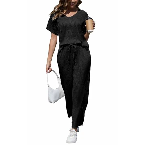 Offerta a tempo: CheChury Tuta Sportiva Estiva 2 Pezzi - T-shirt e Pantaloni Casual per Training Casa Fitness - 0.0% da 12.89 € a 12.89 €