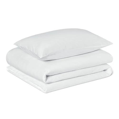 Offerta a tempo: Amazon Basics Set Copripiumino Singolo in Cotone Organico, 2 Pezzi, Copripiumino da 135 x 200 cm e 2 Federe da 50 x 80 cm, Bianco - 22% da 18.35 € a 14.28 €