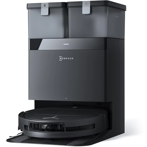 ECOVACS Deebot T50 Omni Robotstofzuiger, ultradun, 81 mm, 15.000 Pa, Zerotangle 2.0, Aivi 3D 2.0, Omni All-in-One Station, warme luchtdroging, automatische lediging, zwart