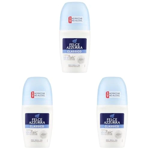 Offerta a tempo: Felce Azzurra - Deodorante Roll On Classico con Formula IdraTalc, Efficacia 48 Ore, Non Macchia - 50 ml (Confezione da 3) - 62% da 23.91 € a 8.97 €