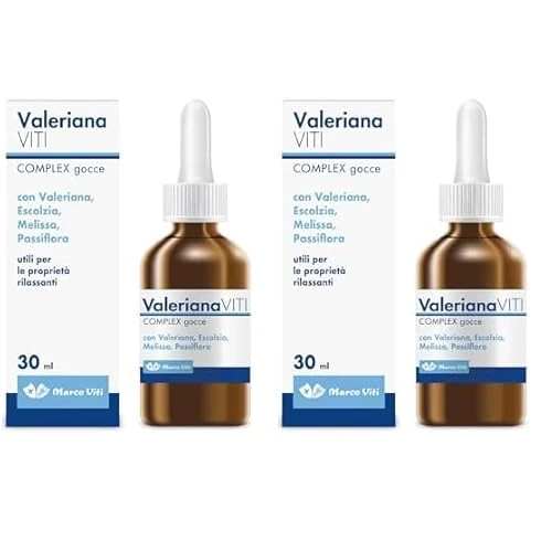 Valeriana Viti - Complex Gocce, 30 ml, Integratore, Proprietà Calmanti e Rilassanti, con Escolzia e Melissa, Favorisce il Sonno, Senza Glutine (Confezione da 2)
