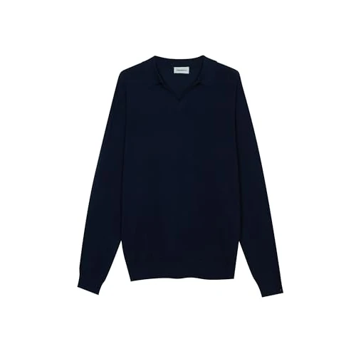 Offerta a tempo: Diana Studio - Polo a Maniche Lunghe Senza Bottoni in 100% Cotone Fresco Extra Ritorto, Uomo, Blu Navy, Taglia XL - 35% da 59.90 € a 38.82 €