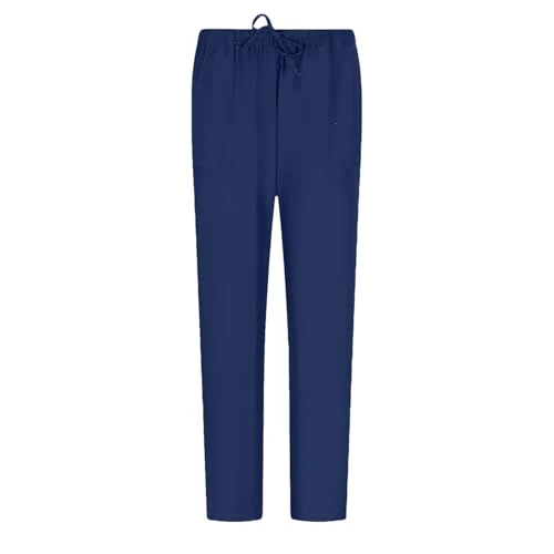 MISEMIYA - Spodnie robocze, uniseks, elastyczna talia, uniwersalna, kliniczna, sprzątanie, lekarz weterynarii, zdrowie, gospodarka gospodarcza - BZ-6802, niebieski morski, XS