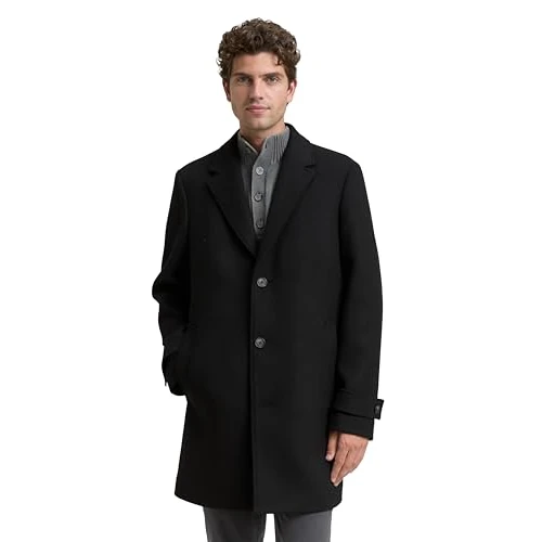 Beperkte aanbieding: TOM TAILOR Heren 1046987 wollen jas, 29999-zwart, M, 29999 - Black, M van 129.99 EUR naar 97.41 EUR (besparing 25%)