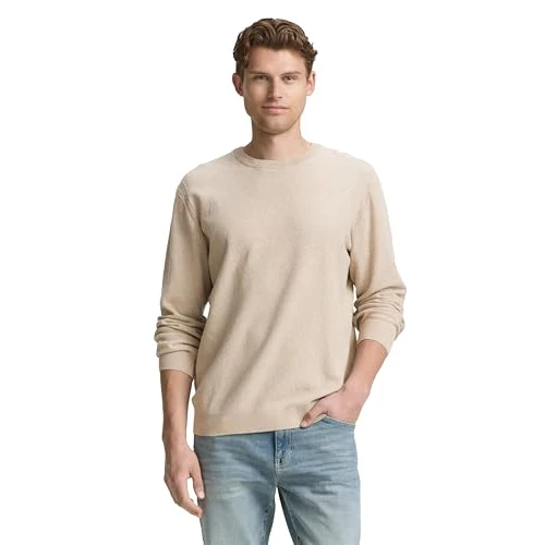 TOM TAILOR Men's Jumper, 38774 - Beige Offwhite Twotone, L