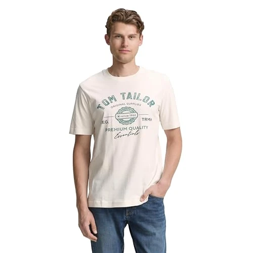 Offerta a tempo: TOM TAILOR Maglietta da Uomo, 10348 - Gardenia White, M - 54% da 15.99 € a 7.42 €