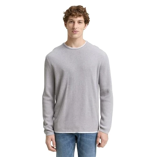 Offerta a tempo: TOM TAILOR Denim Maglione da Uomo, 15398 - Light Stone Grey Melange, L - 0.00% da 33.24 € a 33.24 €