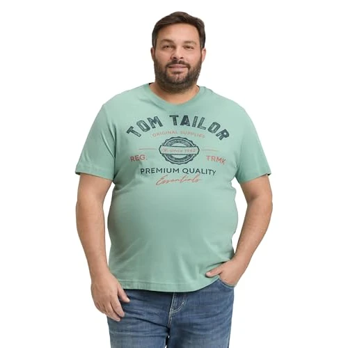 Offerta a tempo: TOM TAILOR Maglietta da Uomo, 1039944, 22577, Verde Polvere, XXL, 22577 - Verde Polvere, XXL - 30% da 19.99 € a 13.90 €