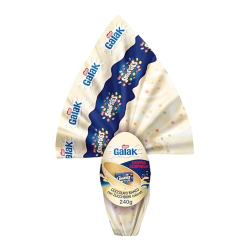 GALAK Uovo di Pasqua 2026 Cioccolato Bianco con Sorpresa e Mini SMARTIES 240g