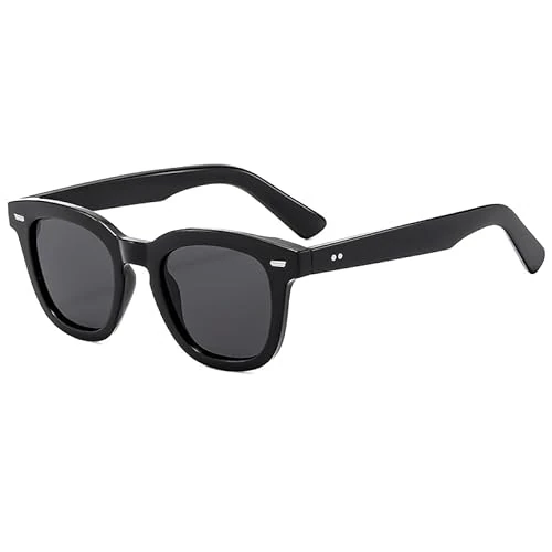 Offerta a tempo: YAMEIZE Vintage Rotondi Occhiali da Sole da Uomo Donna - Classici Occhiali da sole Piccolo Montatura Spessa Protezione UV (Grigio Nero Chiaro) - 20% da 11.99 € a 9.59 €