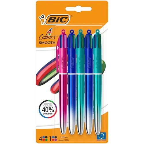 Limited-time offer: BIC 4 Colours Gradient Smooth Ink Retractable Multicoloured Ball Pen Pack of 5 from 15.99 £ to 14.99 £ (save 6%)