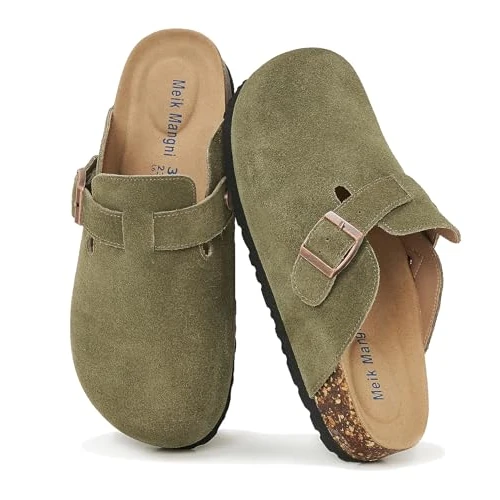 Tijdelijke aanbieding: Uniseks Clogs Suède voor Dames Herens Pantoffels Voetbed Leren Muiltjes Tuin Schoenen Gesloten Comfortabel Slippers,Groen,43 EU van 42.59 € naar 42.59 € (0.00% korting)