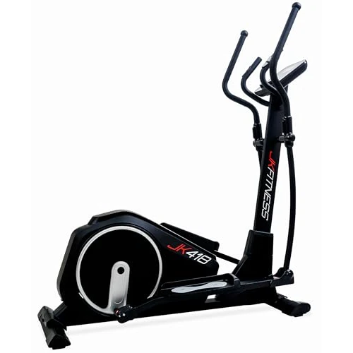 JK Fitness JK 418 Eliptyczna elektromagnetyczna eliptyczna wyświetlacz LCD, 16 poziomów oporu, wstępnie ustawione programy cardio, maksymalna waga 120 kg, eliptyczna maszyna treningowa Cardio