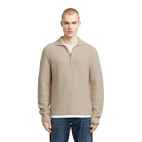 Offre limitée : G-STAR 8719965012981 Polo col Demi-Fermeture éclair, Beige (DK Brick D26740-d754-1214), M de 79.49 € à 79.49 € (0.00% de remise)