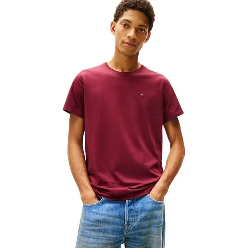 Tommy Jeans Tjm Xslim Jersey Tee Dm0dm04411, Maglietta a Maniche Corte Uomo, Red (Red Wine), XS
