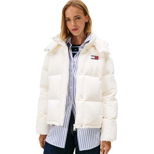 Limited-time offer: Tommy Jeans Women's Tjw Alaska Grid Down Jacket Ext Dw0Dw21623 Puffer, White (Ancient White), L from 110.00 £ to 110.00 £ (save 0.00%)