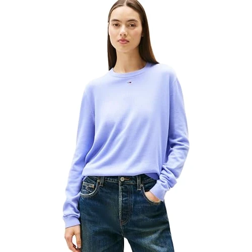 Tommy Jeans Donna Pullover Essential Crew in Cotone, Viola (Vintage Iris), 3XL
