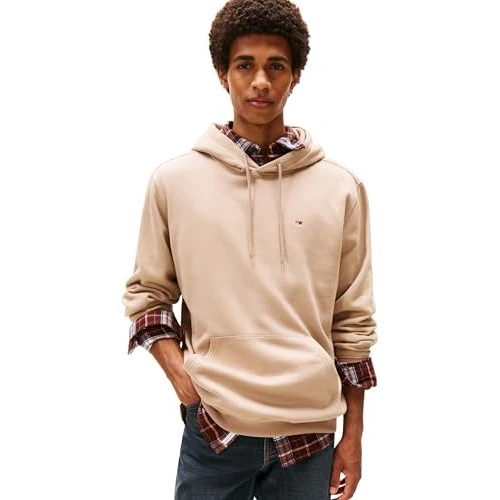 Offerta a tempo: Tommy Jeans Tjm Reg S Flag Hoodie Dm0Dm20742, Felpa con Cappuccio, Uomo, Beige (Coastal Taupe), XS - 39% da 79.90 € a 48.70 €