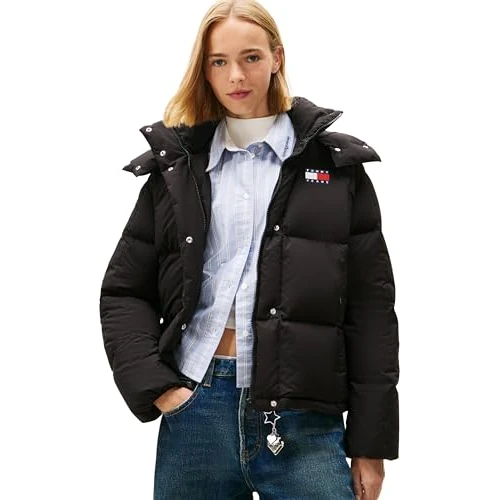 Offerta a tempo: Tommy Jeans Donna Piumino Alaska Grid Down con Cappuccio, Nero (Black), 2XL - 68% da 279.90 € a 88.56 €