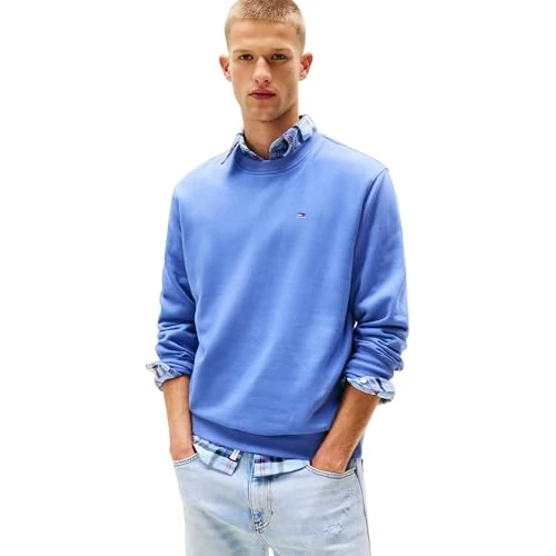 Offerta a tempo: Tommy Jeans Uomo Felpa Regular Fit Flag Fleece Scollo Rotondo — 6% da 51,99 € a 48,95 €