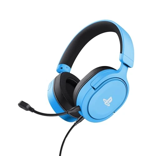 Limitiertes Angebot: Trust Gaming Headset GXT 498B Forta Offiziell Lizenziert für PlayStation 5, PS4 / PS5 Headset, 1,2 m Kabel, 50mm-Treiber, 3D Audio, Abnehmbares Mikrofon, Verstellbare Over-Ear Kopfhörer, Blau von 49.99 EUR auf 35.99 EUR (Spare 28%)