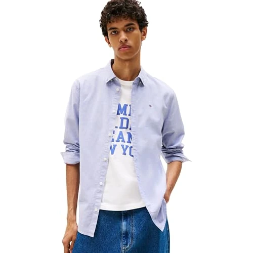 Tijdelijke aanbieding: TOMMY JEANS Heren TJM Slim Stretch Oxford Shirt DM0DM09594, blauw, XXL, Blauw (zachte saffier), XXL van 37.88 EUR naar 37.88 EUR (korting 0%)