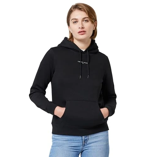 TOMMY JEANS Dames TJW REG LINEAR HOODIE EXT DW0DW21963, Zwart, XS, Zwart (zwart), XS