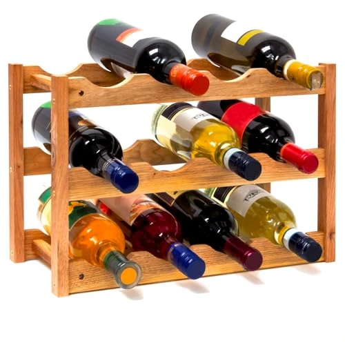 Limited-time offer: Avilia Bamboo Wine Rack with 3 Shelves - Holds up to 12 Bottles - Compact and Space-Saving Design 42 x 21 x 28 cm - Easy and Quick to Assemble - Ideal for Kitchens or Cellars from 22.70 GBP to 22.70 GBP (save 0%)
