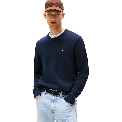 Offerta a tempo: Tommy Jeans Uomo Pullover Sweater Slim Fit, Blu (Dark Night Navy), XS - 26% da 89.90 € a 66.95 €