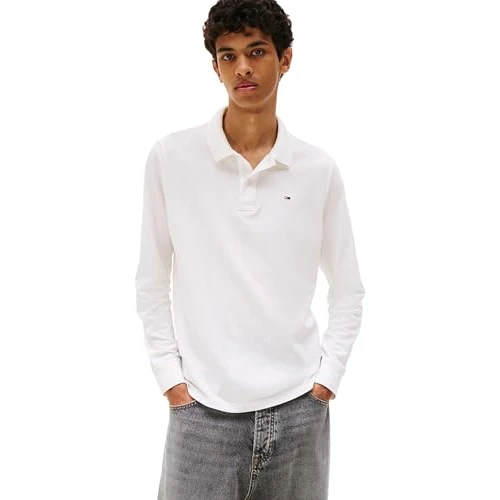 TOMMY JEANS Męskie polo TJM Slim Placket LS EXT DM0DM20232, białe, M, Biały (Ecru), M