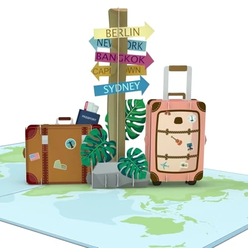 MOKIO® Pop-Up Greeting Card - Travel - 3D Birthday Card for a Holiday or as a Greeting Card for a Birthday or Goodbye