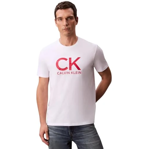 Oferta limitada: Calvin Klein Camiseta de Manga Corta Hombre Graphic tee con Cuello Redondo, Blanco (Brilliant White), S de 23.95 € a 18.51 € (ahorro 22.71%)