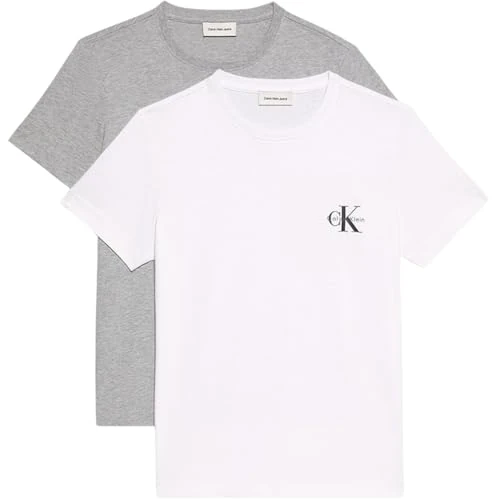 Beperkte aanbieding: Calvin Klein Jeans dames A- Logo CN 2 Pack Tee LV047C905G T-shirts, grijs (heroic grey heather), M, Grijs (Heroic Grey Heather), M van 52.98 EUR naar 52.98 EUR (besparing 0%)