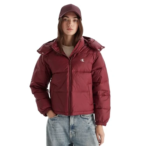 Oferta limitada: Calvin Klein Cazadora acolchada Mujer Essentials Midweight con capucha, Rojo (Tawny Port), XL de 229.90 EUR a 176.48 EUR (ahorro 23%)