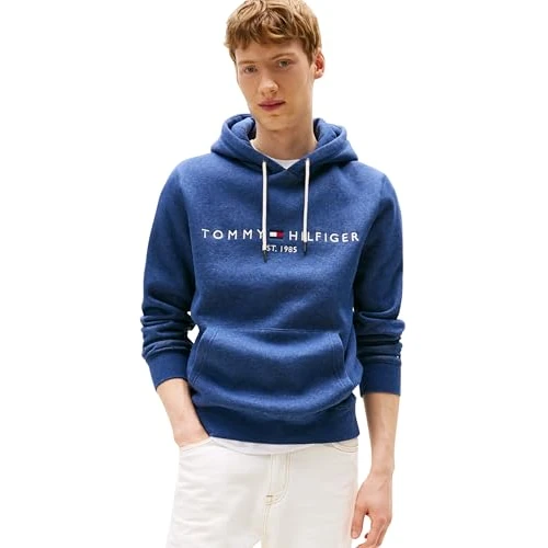Limited-time offer: Tommy Hilfiger Men’s Tommy Logo Hoodie, Blue (Aegean Sea Heather), M from 110.00 GBP to 52.25 GBP (save 52%)